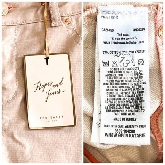 Ted Baker Katarie Coated Skinny Jeans, Baby Pink, size 25 , New‎ with Tag - Picture 11 of 16